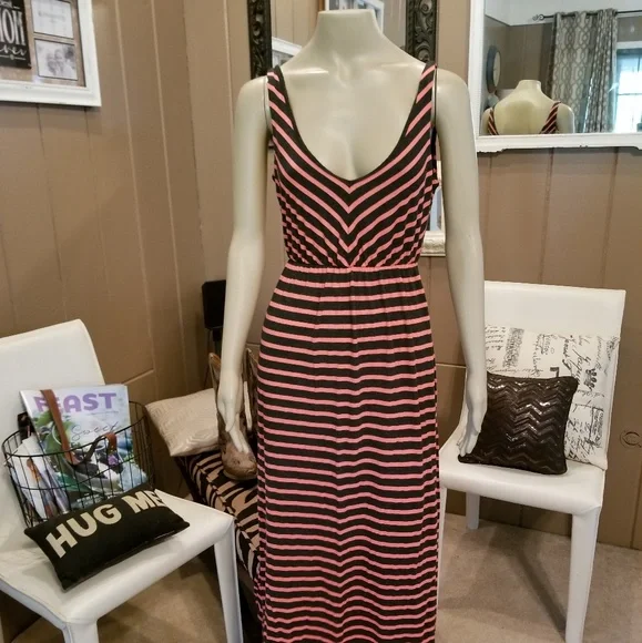 chinese dress ladies Eliza Striped Maxi Dress – Teal Poppy main image 1